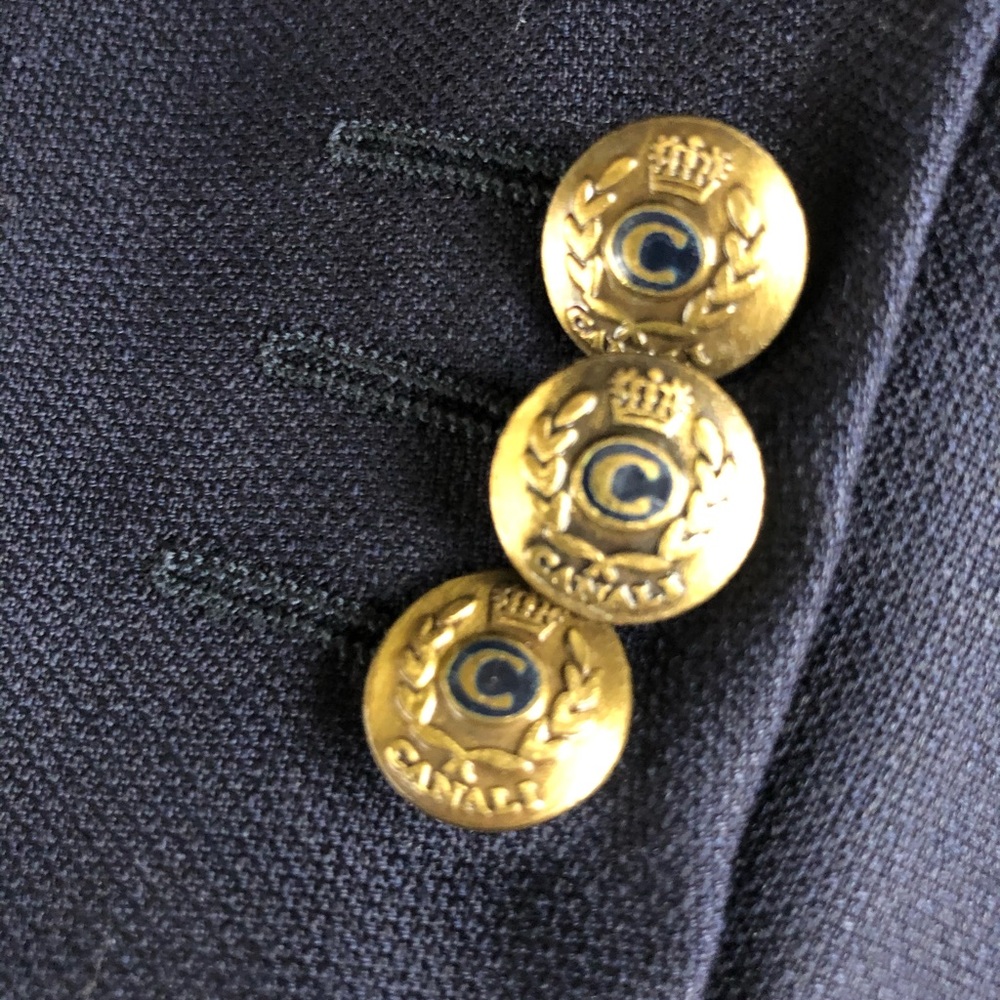 Canali Navy Blazer with Gold Crest Buttons